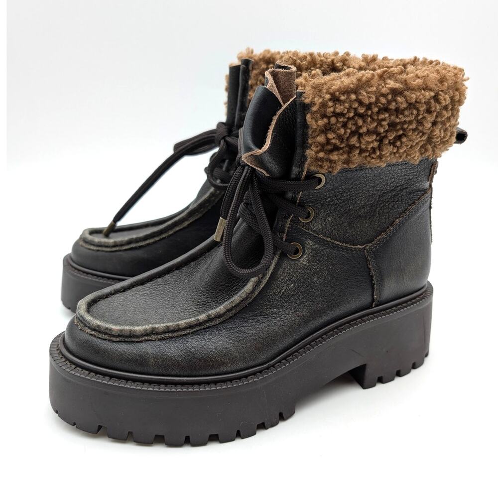 Sam Edelman Elara Lug Sole Ankle Bootie Lace-Up Women's Black Size US5.5 EU35.5